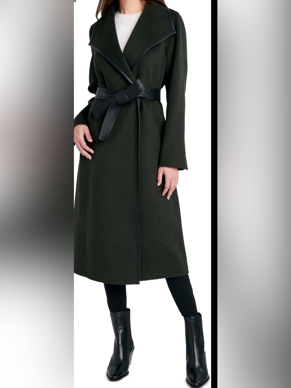 Tahari Belt Coat Size S Green Color